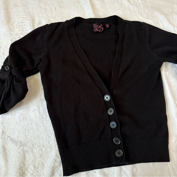Y2K Black Quarter Sleeve Cardigan - Picture 2 of 4